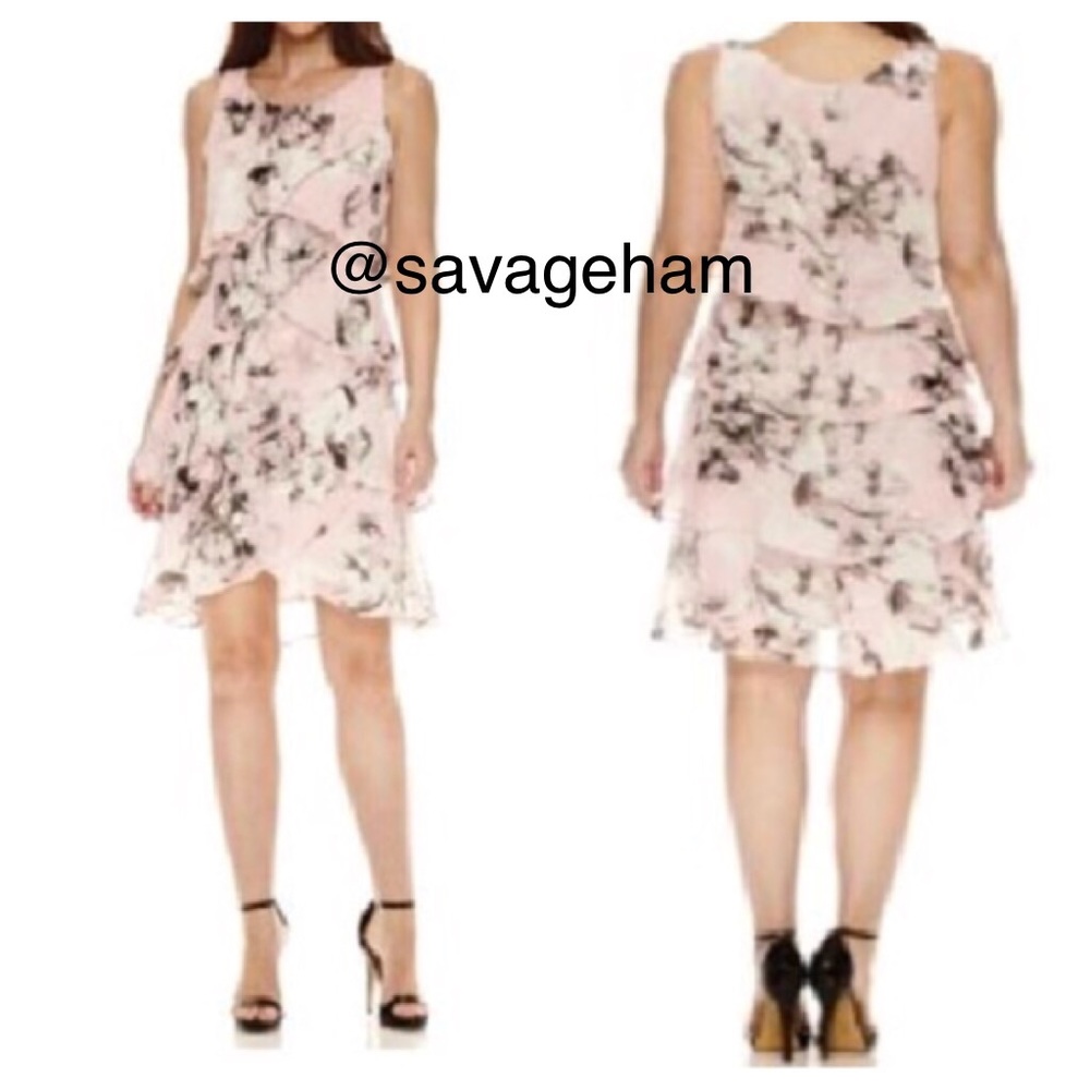 Pink/ Black Sleeveless Floral Shift Casual Dress